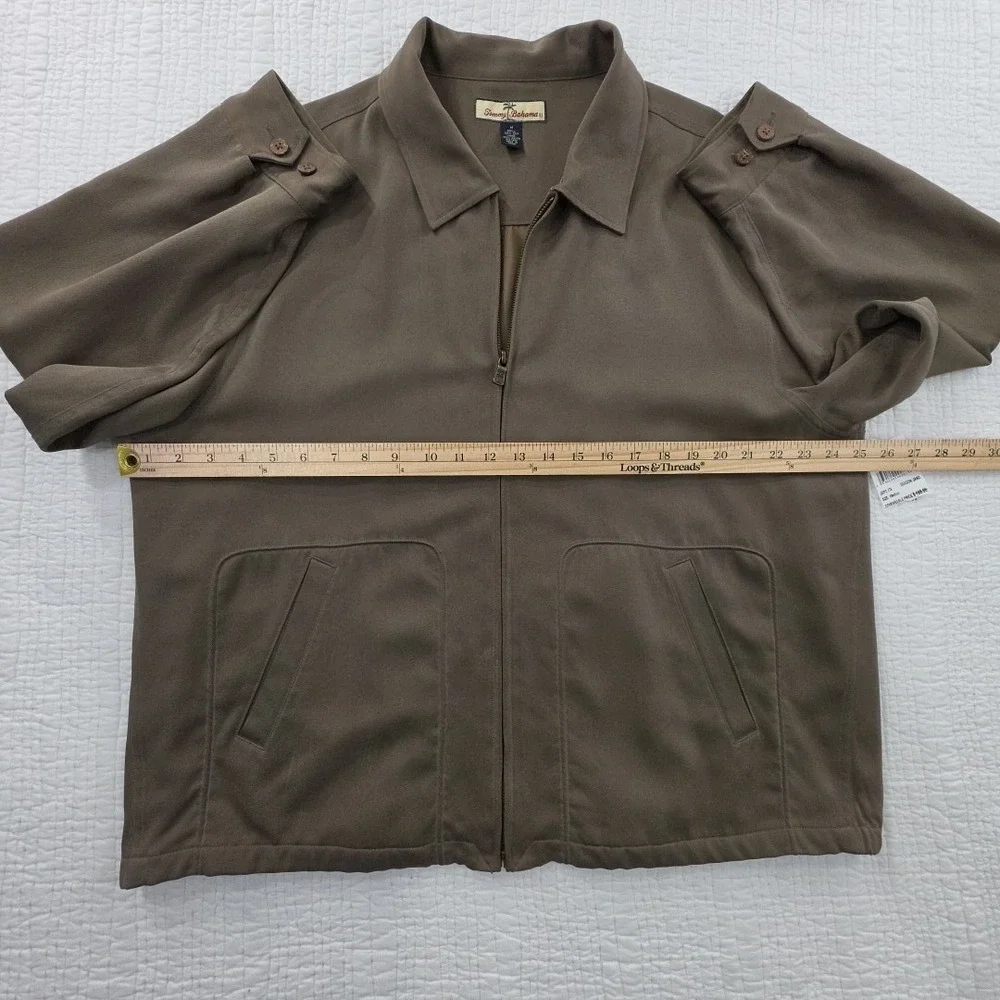 Tommy Bahama 100% Silk Full Zip Jacket‎ Mens M Slick Green Rayon Lined NEW NWT